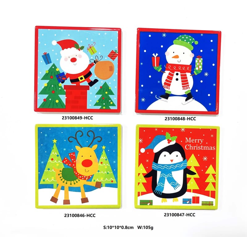 Handmade Hot Stamping Christmas Coasters for Kitchen or Dining Room